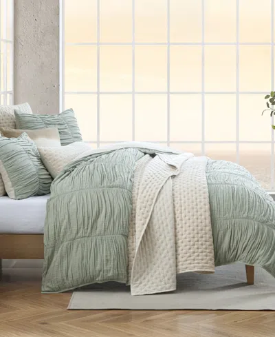 DKNY PURE RUCHED GAUZE 3-PC. COMFORTER SET, FULL/QUEEN