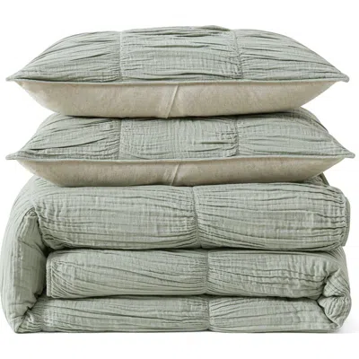 Dkny Pure Ruched Gauze Duvet Cover & Shams Set In Green