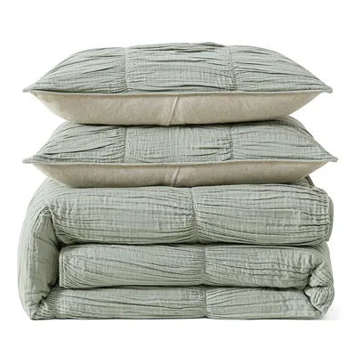 Dkny Pure Ruched Gauze Duvet Cover Set, Full/queen In Green