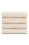 Dkny Pure Set Of 4 Pure Yarn Dyed Cotton Waffle Washcloths In Neutral