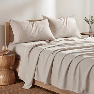Dkny Pure Washed Linen Blend Sheet Set, Queen In Neutral