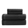 Dkny Pure Yarn Dyed Waffle Cotton Bath And Hand Towel 4-piece Set In Black