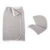 Dkny Pure Yarn Dyed Waffle Cotton Body Wrap And Hair Wrap 2-piece Set In Blue