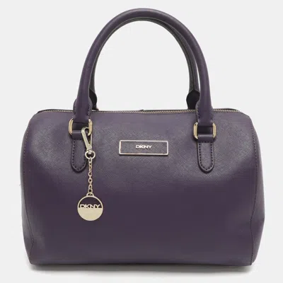Pre-owned Dkny Purple Saffiano Leather Satchel