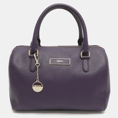 Dkny Purple Saffiano Leather Satchel