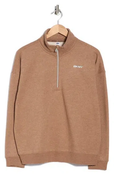 Dkny Quarter Zip Pullover Sweater In Brown