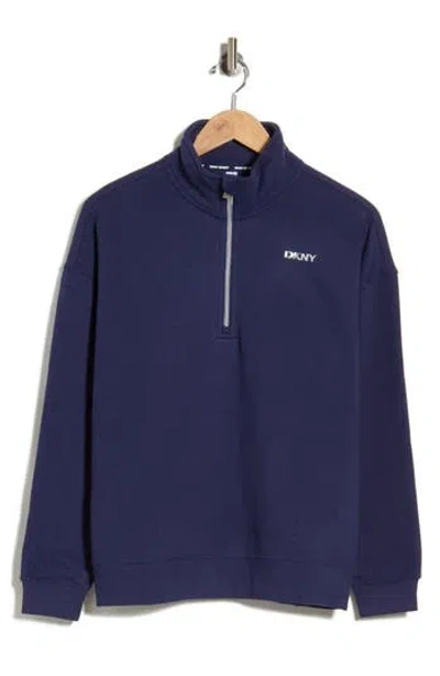 Dkny Quarter Zip Pullover Sweater In Blue