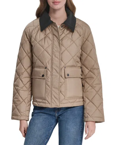 Dkny Quilted Barn Jacket In Brown