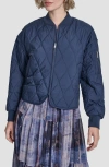 Dkny Quilted Bomber Jacket In Blue