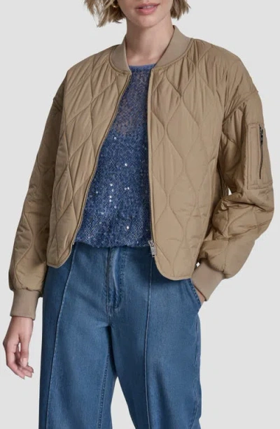 Dkny Quilted Bomber Jacket In Brown