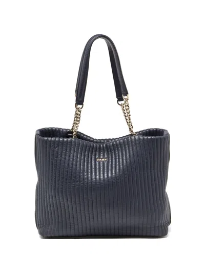 Pre-owned Dkny Quilted Chain Tote Bag In Blue