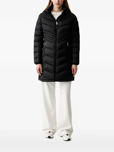 Dkny Quilted Hooded Jacket In Black