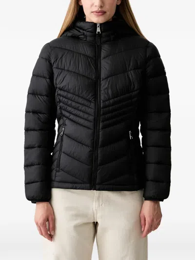 Dkny Quilted Hooded Jacket In Black