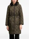 Dkny Quilted Hooded Parka In Green