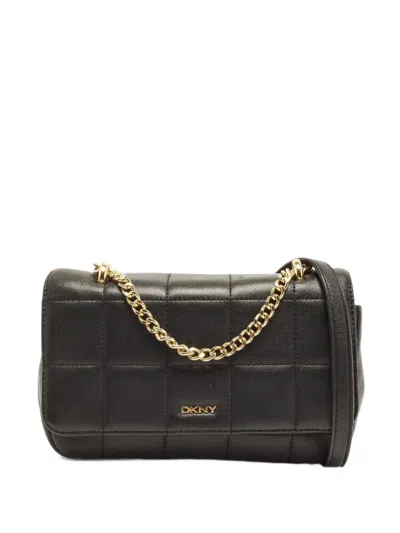 Pre-owned Dkny Quilted Leather Shoulder Bag In Black