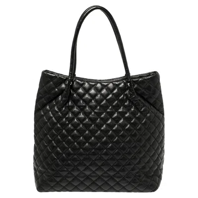 Dkny Quilted Leather Tote In Black