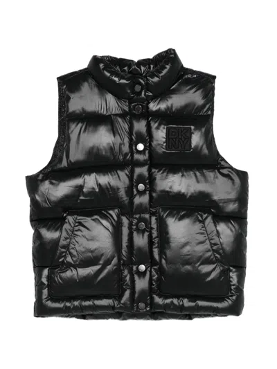 Dkny Quilted Press-stud Gilet In Black