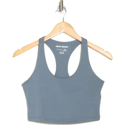 Dkny Racerback Longline Sports Bra In Blue Fog