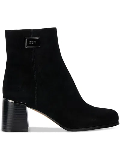 Dkny Ranya Womens Block Heel Square Toe Ankle Boots In Black