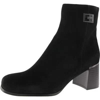 Dkny Ranya Womens Zipper Suede Booties In Black Suede