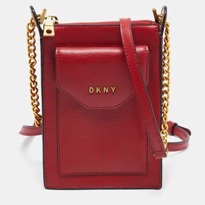 Pre-owned Dkny Red Leather Alexa Phone Crossbody Bag