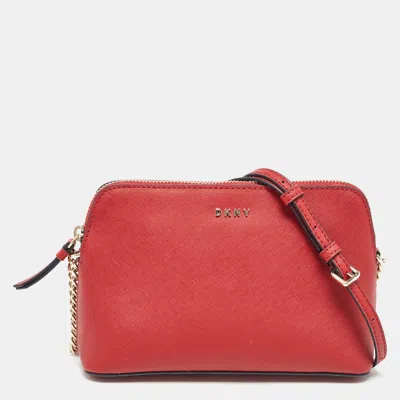 Pre-owned Dkny Red Leather Bryant Dome Crossbody Bag