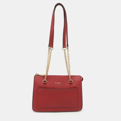 Pre-owned Dkny Red Leather Chain Shoulder Bag
