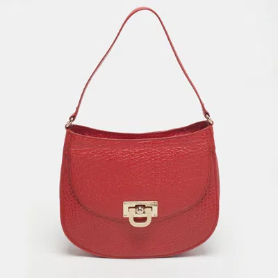 Dkny Red Pebbled Leather Shoulder Bag
