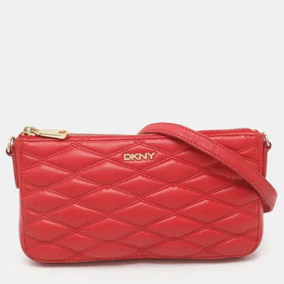 Pre-owned Dkny Red Quilted Leather Crossbody Bag