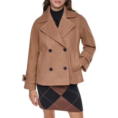 Dkny Relaxed Fit Peacoat In Brown