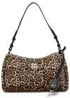 Dkny Remy Leopard Print Velvet Shoulder Bag In Brown