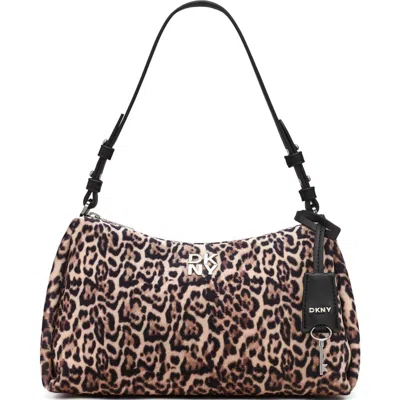 Dkny Remy Leopard Top-zip Shoulder Bag In Brown