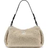Dkny Remy Shearling Top-zip Shoulder Bag In White