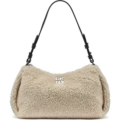 Dkny Remy Shearling Top-zip Shoulder Bag In White