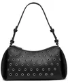Dkny Remy Small Eyelet Shoulder Bag In Blk,gunmet