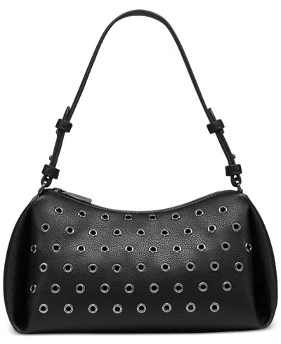 Dkny Remy Small Eyelet Shoulder Bag In Blk,gunmet
