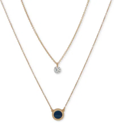 Dkny Resin Inlay Double Row Pendant Necklace In Gold