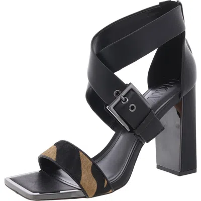 Dkny Revelyn Womens Buckle Leather Block Heels In Multi