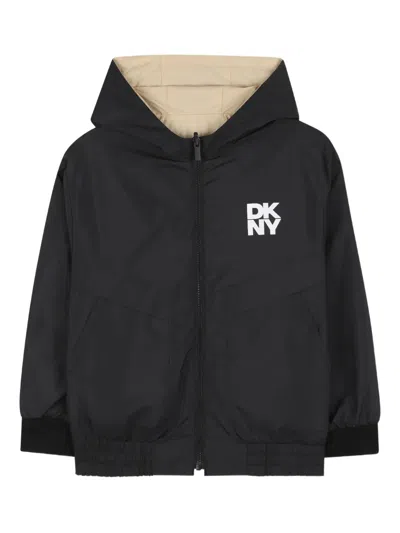 Dkny Kids' Reversible Hooded Coat In Black