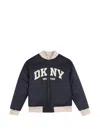Dkny Reversible Logo-print Jacket In Black
