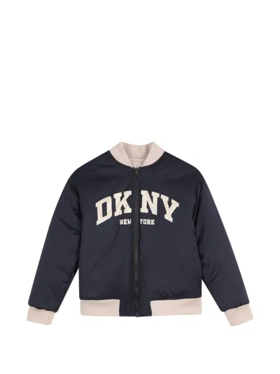 Dkny Kids' Reversible Logo-print Jacket In Black