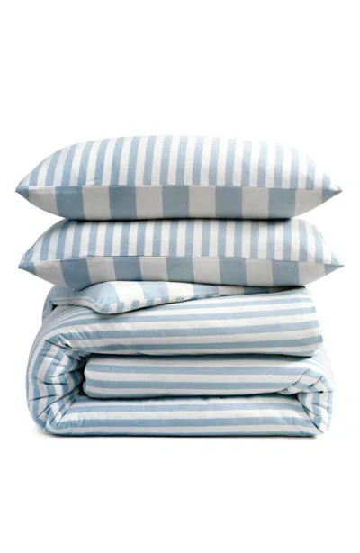 Dkny Reversible Vintage Stripe Washed Cotton Duvet Cover & Sham Set In Blue