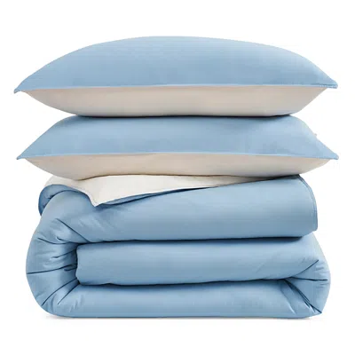 Dkny Reversible Vintage Washed Cotton 3-piece Comforter Set, King In Blue