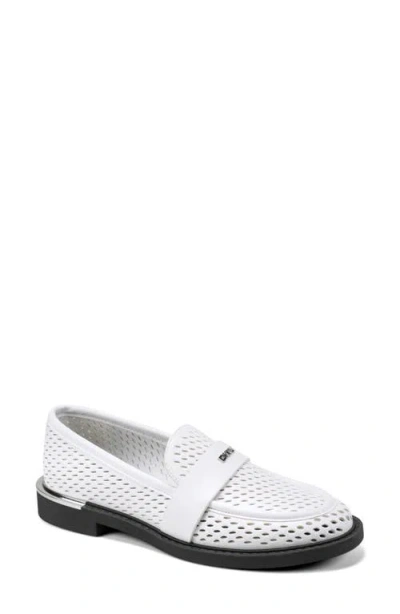 Dkny Rezzi Perforated Loafer In White