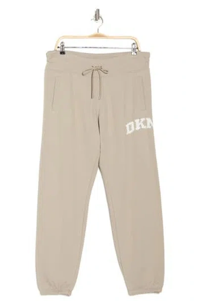 Dkny Rhinestone Arched Logo Joggers In Vintage Khaki/eggnog