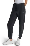 Dkny Rhinestone Embellished Fleece Joggers In Black/black