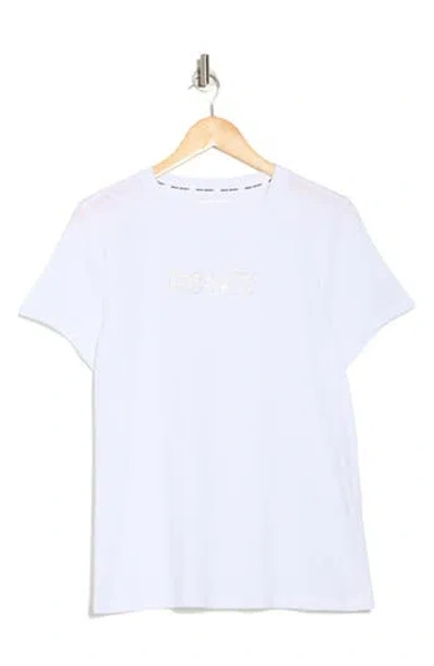 Dkny Rhinestone Logo Cotton Graphic T-shirt In White