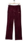 Dkny Rhinestone Logo High Waist Straight Leg Pants In Burgundy