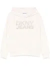 Dkny Rhinestone-logo Hoodie In Neutrals