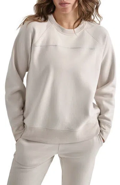 Dkny Rhinestone Logo Stripe Fleece Sweatshirt In Neutral